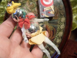 Retro, glass and chenille Christmas tree decoration in basically good condition.
