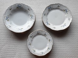 Zsolnay feathered blue peach blossom plate set