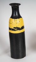 Lívia Gorka - large geometric black and yellow vase ﻿(g12)