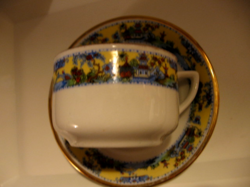 Antique collectible carlsbad carl knoll coffee and tea cup with chinese scene with pagoda pattern
