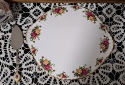 Royal albert old country roses cake plate with cake spatula.