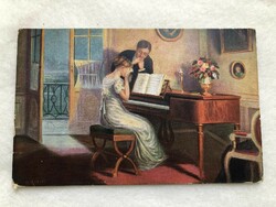 Antique romantic postcard - 1917 -2.