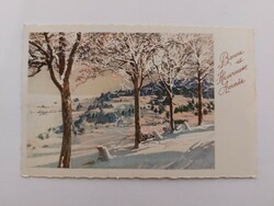 Régi karácsonyi képeslap levelezőlap havas táj