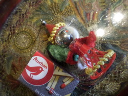 Retro, glass, chenille and plastic Christmas tree decoration in basically good condition.