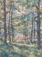 Kiss D. : Erdei tájkép 1956, aquarell (28,5×38 cm)