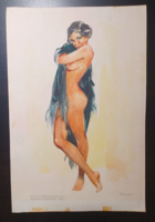 Berky: Elbűvölő női akt, aquarell, 1971-ből (24x36 cm)