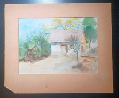 Vidéki ház, aquarell (teljes méret 35x29 cm)