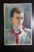 Portrait of a boy (watercolor) with grape markings - 38x25 cm - portrait of a young man