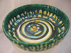 Retro dripped ceramic ikebana bowl