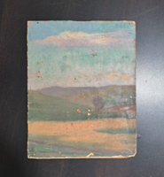 Tájkép (olajfestmény, 31x25 cm) Bruckner Valéria (1900-1992) Csűrösné Bruckner Vali