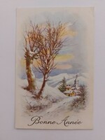 Régi karácsonyi képeslap levelezőlap havas táj templom