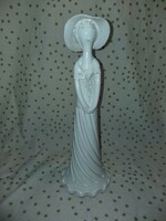 Ceramic statue of an elegant woman in a hat 32 cm
