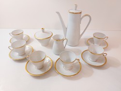 Régi Freiberg porcelán kávés készlet aranyozott retro mokkás csésze kiöntők cukortartó