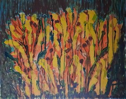 ZSM Absztrakt  festmény 50 cm/40 cm vászon, akril  Aranyeső