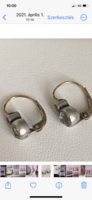 Pair of antique, 14-karat, Hungarian hallmarked (pv) stone earrings with silver button closure