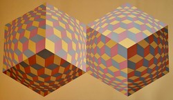 Victor Vasarely"MOKUS"EREDETI Szeriográfia'szita Cím:Szárazbélyegzővel  60/250.keretben:78x54.5 cm.