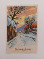 Régi karácsonyi képeslap 1949 levelezőlap havas táj