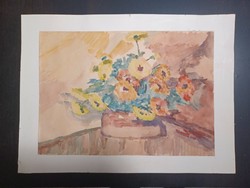 Virágcsendélet akvarell (teljes méret 37,5x51 cm)