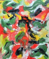 Zsm abstract painting, 50 cm/60 cm canvas, oil, painter's knife - colors in motion
