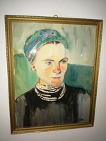 Undi Mariska(1877-1959) - Női portré, 1920-1930? Eredeti festmény,garanciával, csak 1 hétig aukción.