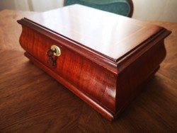 Antique bird inlaid, art deco, Biedermeier style wooden box lockable chest chest, jeweler,