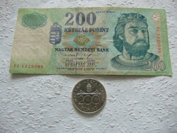 Ezüst 200 forint 1994 - papír 200 forint 1998