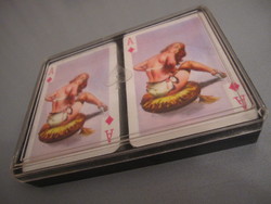 Régi pin up francia kártya 2 pakli bontalan celofános, dobozban