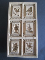 Gingerbread batter wooden mold baking mold sharp - deep contour wood carved 6 ancient patterns Hungarian handwork