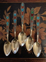Gilded, enameled silver spoons