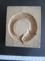 Gingerbread shape baking dish sharp - deep contour wood carved ancient pattern Hungarian handwork