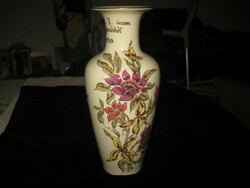 Gyönyörű  Zsolnay  orhideás váza  vastag rétegű kézi festéssel  , 27 cm hibátlan