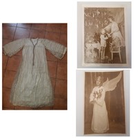 Antik karácsonyi angyal ruha fém szállal szőtt 1920-as évek