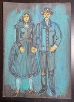 Couple in national costume (25x35 cm)