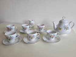Old retro German butterfly porcelain coffee set with floral butterfly pattern mid century teapot cup