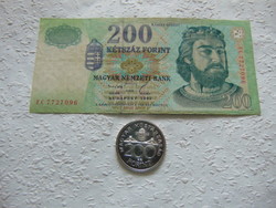 Ezüst 200 forint 1992 - papír 200 forint 1998