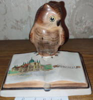 Owl Budapest with book, porcelain