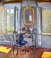 Kálmán Padua (1885-1958) girl reading