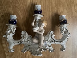 Gyönyörű Román barokk porcelán gyertyatartó pottóvval.