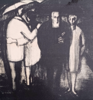 Mary Habsch (1931-): Un instant ("Egy pillanat") 1973, litográfia, romantikus -teljes méret 30x34 cm