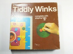 Retro régi Tiddly Winks társasjáték papír dobozában- gyártó: W.H. Smith & Son