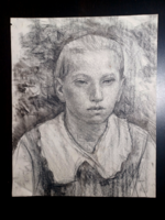 Young portrait - charcoal drawing, 28x35 cm