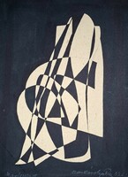 István Károly Szász (1909-1979): abstract ink drawing (op-art, geometric)