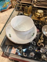 Meisseni teás csésze, 3 alátéttel, porcelán, régi, 10 cm-es tányérokkal.