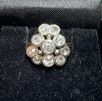 Antik rózsacsiszolású gyémántgyűrű 14 k