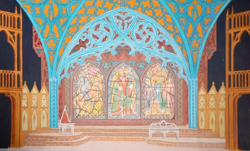 Cathedral set design - tempera - glass window design with historical figures - Saint István, Hunyadi