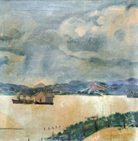 Biai-Föglein István (1905-1974): Hajómalom (olaj) restaurálandó kép, sérült - vízimalom
