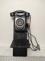 Antique telephone large wall-mounted metal dial device with earpiece 326 6235