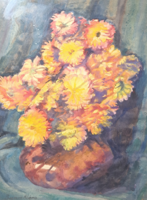 Boemm skärma: flower still life - watercolor, full size 34x43.5 cm
