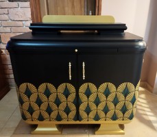 Art deco style dresser-bar cabinet - black-gold-teal