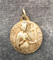 Szent Helena antik ezüstözött medál
